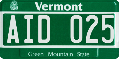 VT license plate AID025