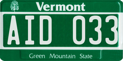 VT license plate AID033