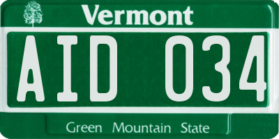 VT license plate AID034