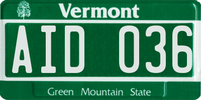VT license plate AID036