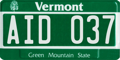 VT license plate AID037