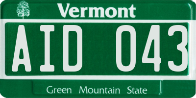 VT license plate AID043