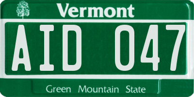 VT license plate AID047