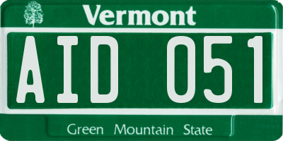 VT license plate AID051