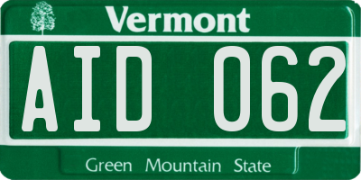 VT license plate AID062