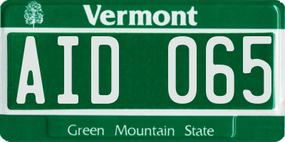 VT license plate AID065