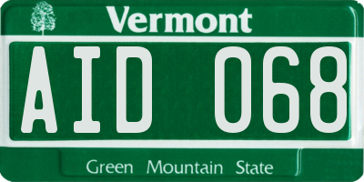 VT license plate AID068