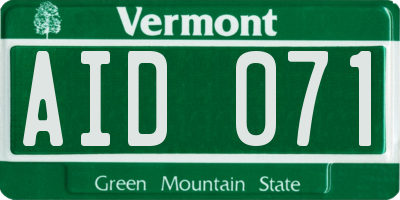 VT license plate AID071