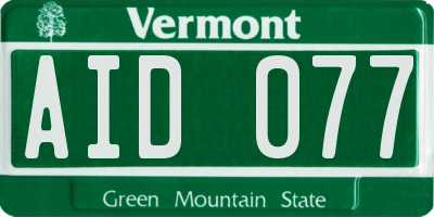 VT license plate AID077