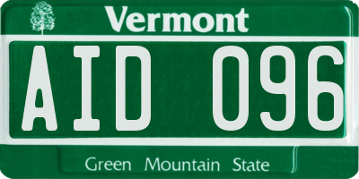 VT license plate AID096