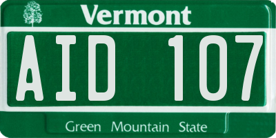 VT license plate AID107