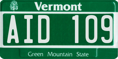 VT license plate AID109