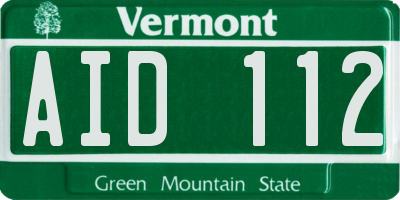 VT license plate AID112