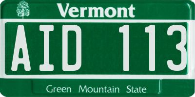 VT license plate AID113