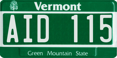 VT license plate AID115
