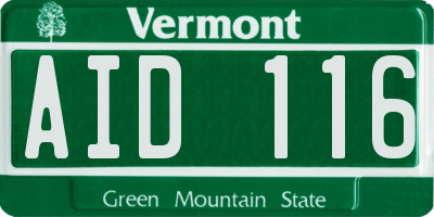 VT license plate AID116