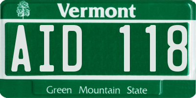 VT license plate AID118