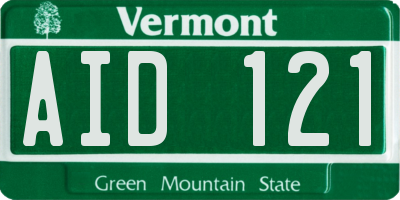 VT license plate AID121