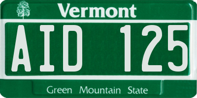 VT license plate AID125
