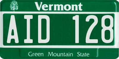 VT license plate AID128