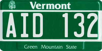 VT license plate AID132