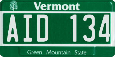 VT license plate AID134