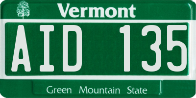 VT license plate AID135
