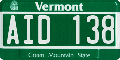 VT license plate AID138