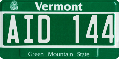 VT license plate AID144