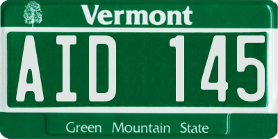 VT license plate AID145