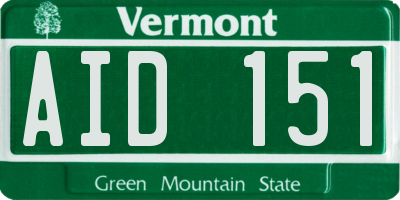 VT license plate AID151