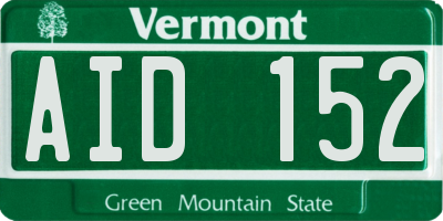 VT license plate AID152