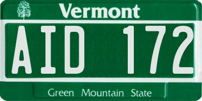 VT license plate AID172