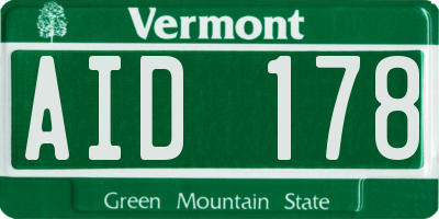 VT license plate AID178