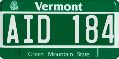 VT license plate AID184