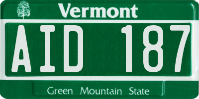 VT license plate AID187