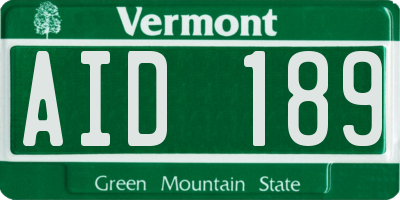 VT license plate AID189