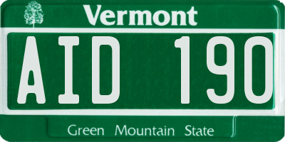VT license plate AID190