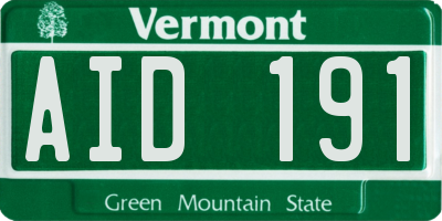 VT license plate AID191