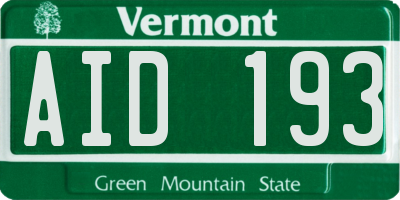 VT license plate AID193