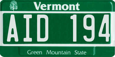 VT license plate AID194