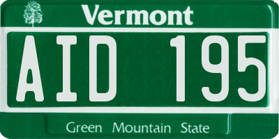 VT license plate AID195