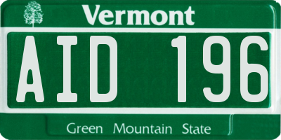 VT license plate AID196