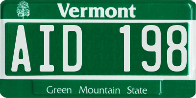 VT license plate AID198