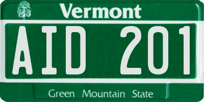 VT license plate AID201