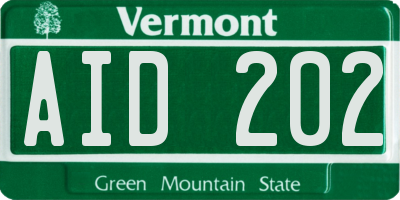 VT license plate AID202