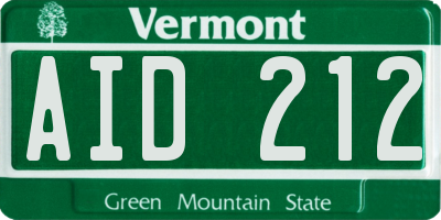 VT license plate AID212