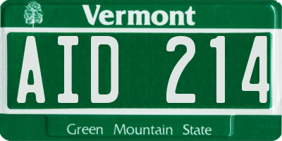 VT license plate AID214