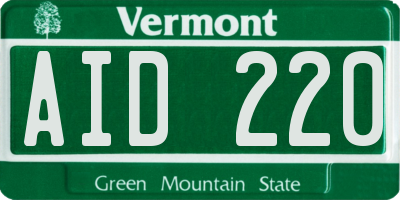VT license plate AID220