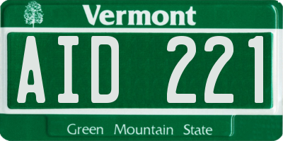 VT license plate AID221